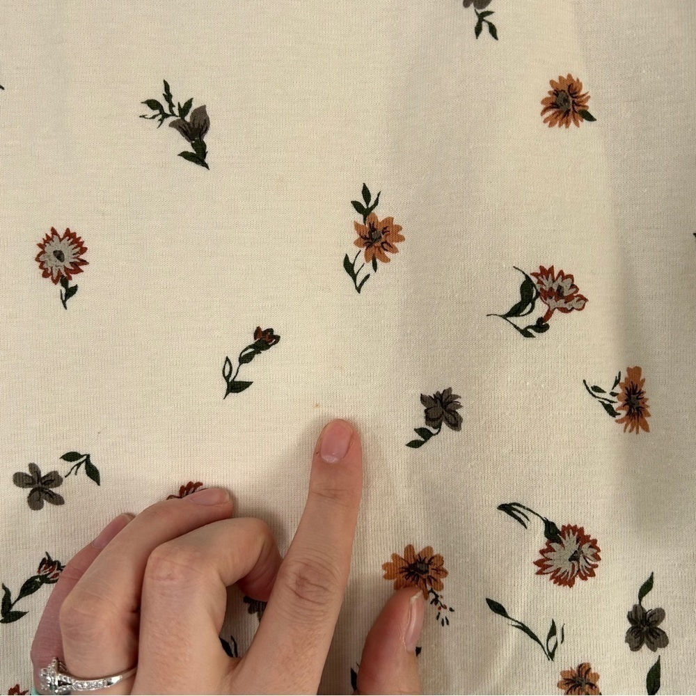🦋 Jenny Vintage 3/4 Sleeve Boatneck Top Floral Casual Cotton Large - Picture 6 of 6
